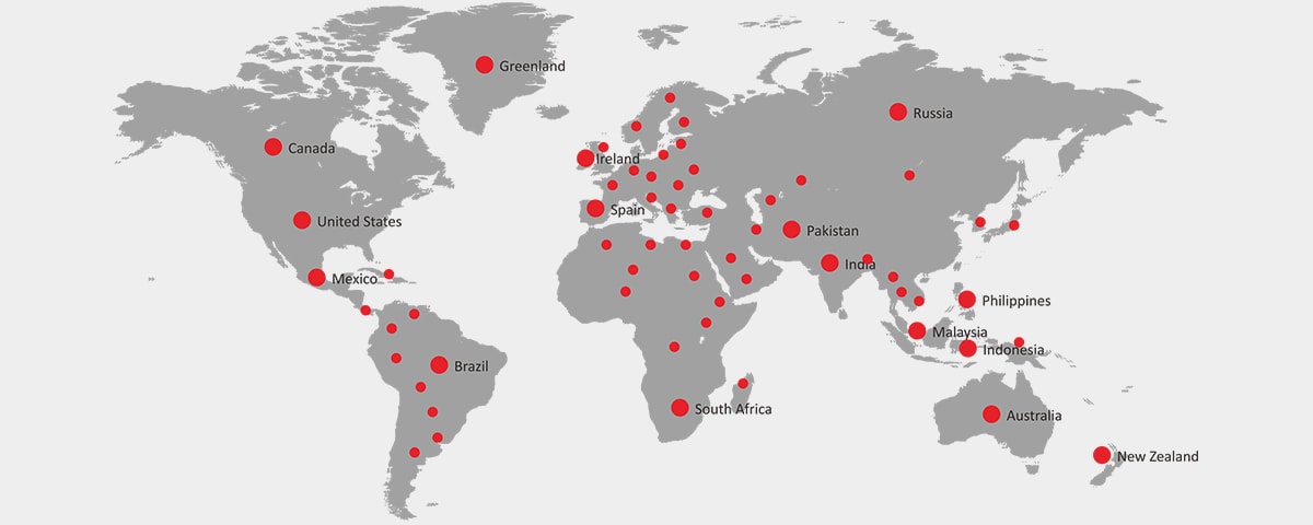 江南在线(中国)新材出口业务地图