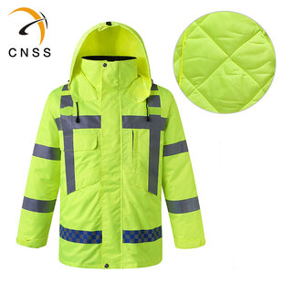 cnss江南在线(中国)棉衣冬季加厚江南在线(中国)防寒服道路交通安全荧光棉衣外套
